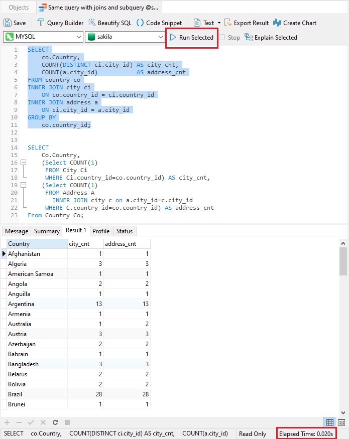 Choosing Between A Subquery And Join